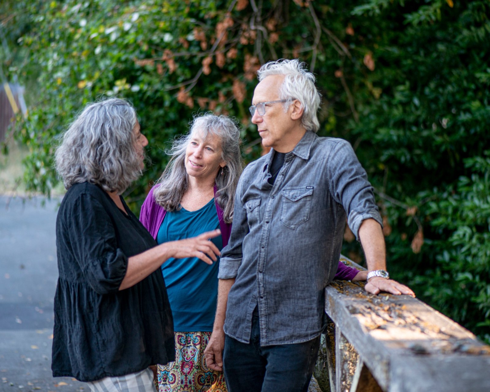 Larry Bragman listening to residents outdoors